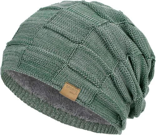 Vista 13 de Vgogfly Slouchy Beanie for Men Winter Hats for Guys Cool Beanies Mens Lined Knit Warm Thick Skully Stocking Binie Hat Negro