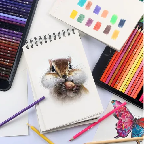 Vista 4 de KALOUR Juego de 180 lápices de colores para adultos y artistas - Núcleo blando de pigmento rico - 12 lápices metálicos - Ideal para colorear