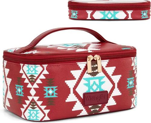 Vista 25 de Wrangler - Bolsa de maquillaje de viaje, 2 piezas, bolsa de cosméticos con Vaca café