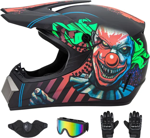 Vista 13 de CARTMAN Casco para adultos de bicicleta de tierra, casco de motocicleta de cara completa aprobado por el DOT, mate negro y amarillo para motocross