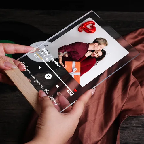 Vista 4 de Placa de música personalizada, cubierta de álbum de canción personalizada, marco de fotos personalizado, arte de vidrio, regalo de fotos, regalo