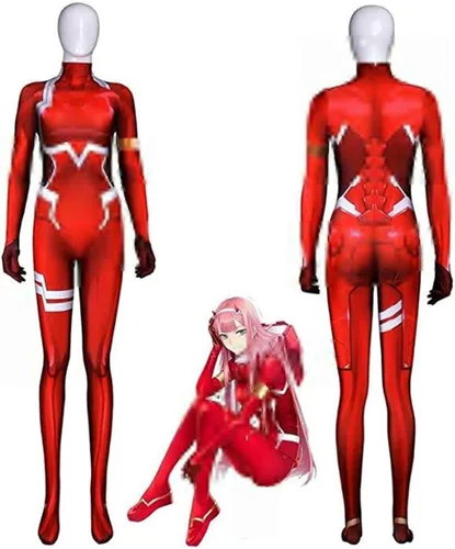 Vista 5 de HBMaida Darling in The FRANXX 02 Zero Two Body Tights Zentai Disfraz de cosplay para adultos y niños estilo 3D