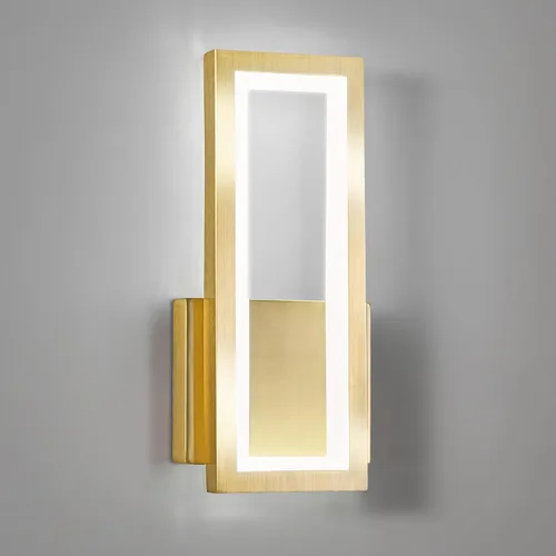 Vista 9 de Apliques de pared modernos de color madera enchufables de 18 W, lámpara de pared LED simple para interiores, 6000 K, luces de pared rectangulares