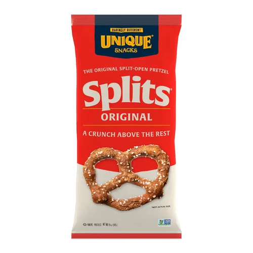Vista 7 de Unique Snacks Original Splits Pretzels, deliciosa bolsa de aperitivos horneados estilo casero, OU Kosher, y alimentos sin OGM, sin sabor artificial