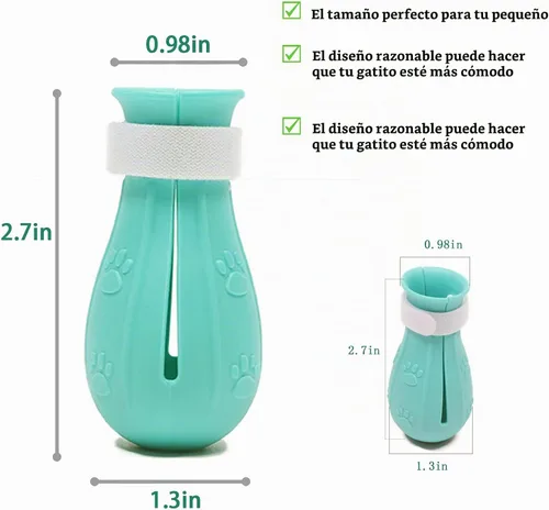 Vista 2 de Zapatos de silicona antiarañazos para gatos y bolsa de baño