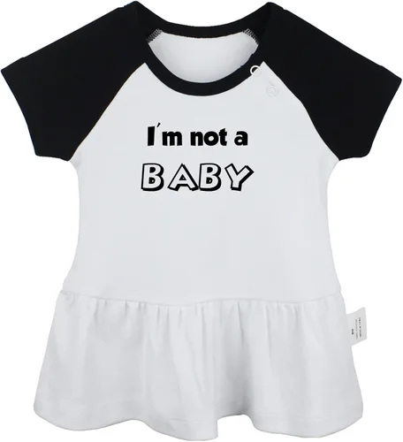 Vista 5 de Pack of 2, Baby Bear & I'm Not A Baby Funny Print Dresses, Newborn Infant Baby Girls Princess Dress, Cute Ruffle