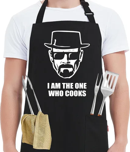 Vista 8 de Kaidouma Delantales Divertidos para Hombres y Mujeres Chef - Delantal Unisex Divertido de Cocina, Parrilla, Barbacoa con 2 Bolsillos - Regalos