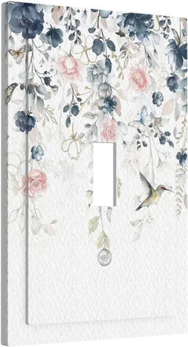 Vista 40 de Decorative Outlet Covers Blue Background White Cat Daisy Floral 2-Gang 1-Gang Wall Plate Single Toggle/Rocker Farmhouse Style Light Switch Covers