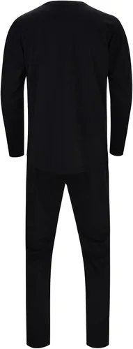 Vista 3 de Masculino Casual Sólido Traje De Dos Piezas Cuello Redondo Manga Larga Top Blusa Traje De Cordón Bolsillo Pantalones Conjunto Brillante Para Hombre