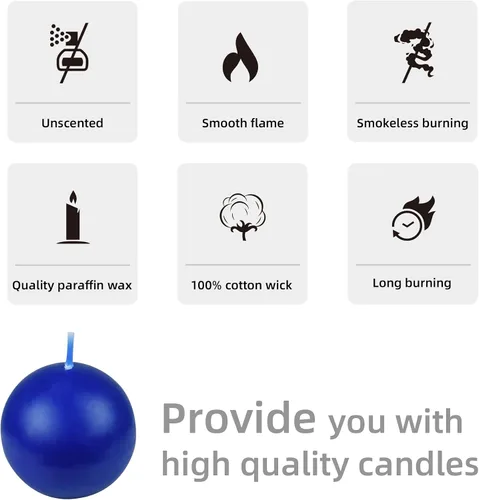 Vista 6 de Zest Candle Velas de bola de 12 piezas, 2 pulgadas, color azul