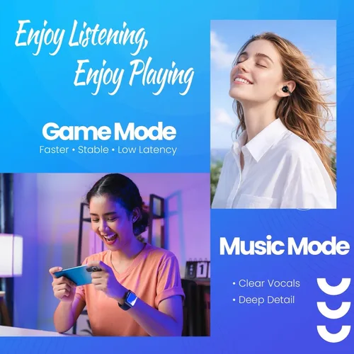 Vista 7 de Auriculares Bluetooth inalámbricos con clip de conducción ósea, BT 5.4 con micrófono, control táctil y de voz, IPX4 resistente al agua, batería de 3