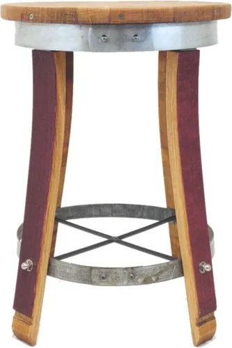 Vista 4 de Taburete de bar giratorio superior – Barril de vino hecho a mano Muebles de barril de vino (24 pulgadas)