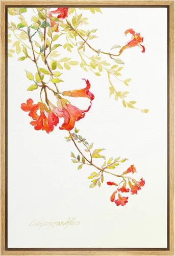 Vista 25 de NWT Juego de impresiones enmarcadas para pared, ramo de flores amarillas, capullos de flores amarillas, ilustraciones de plantas florales, arte