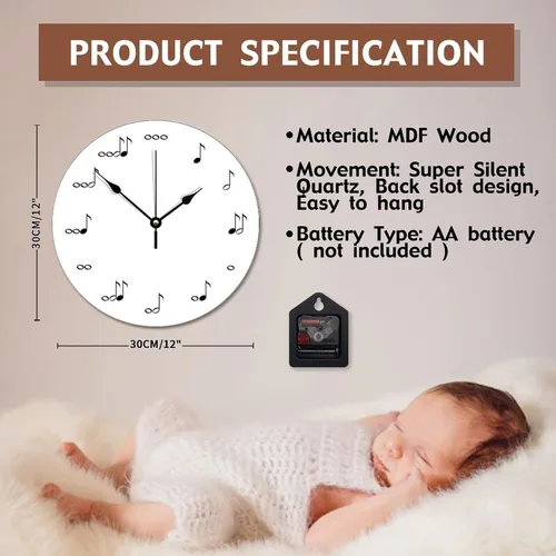 Vista 50 de Reloj de pared de guitarra acústica con aspecto de madera natural, reloj de madera rústico y elegante, 10 silenciosos, sin tictac, de cuarzo