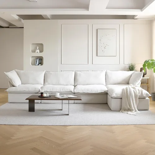 Vista 7 de Sofá modular modular de 122.82 pulgadas con cojín grueso, sofá minimalista de 3 plazas, sofá convertible de asiento profundo para sala de estar