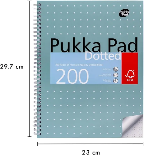 Vista 3 de Pukka Pad, Libro Jotta metálico de puntos A4 para gráficos, arte, diario de viñetas, paquete de 3, 11.7 x 9.1 in, cuaderno encuadernado con papel