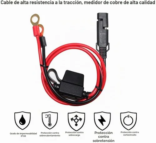 Vista 2 de SPARKING Conjunto de terminales de anillo de conexión rápida/desconexión del arnés de terminal SAE de 2 pies, fusible de 10 A (2 pies)