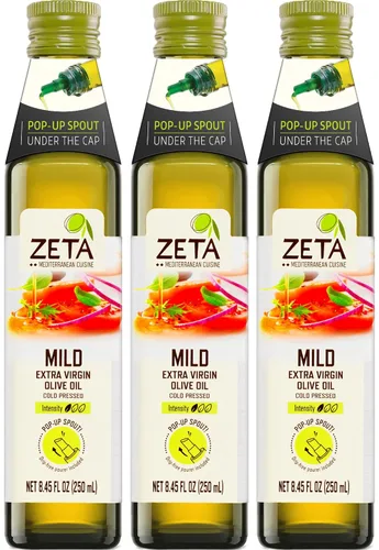 Vista 9 de Zeta Aceite de Oliva Virgen Extra con Albahaca y Ajo 8.5fl oz. Paquete de 3