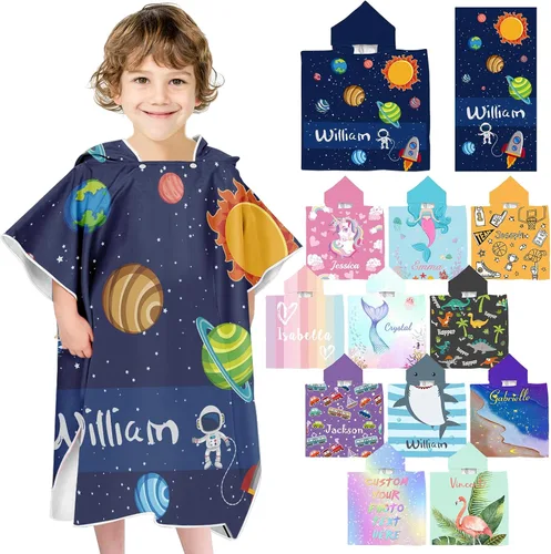 Vista 9 de Toallas de playa personalizadas para niños, toallas de playa personalizadas con nombres, regalos personalizados para niños pequeños, niñas