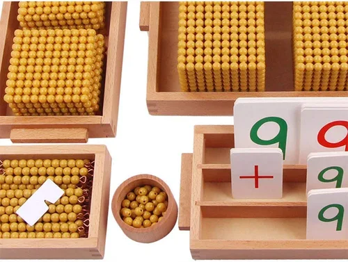 Vista 4 de Kghios Montessori Cuentas de oro Materiales Sistema decimal Banco Juego