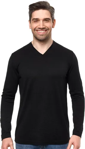 Vista 12 de Camisas 100% de lana merino para hombre, ropa interior térmica, capa base 190 negro