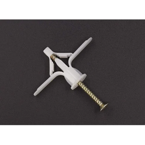 Vista 5 de Anclajes de pared hueca, kit de anclaje para paneles de yeso con tornillos, anclaje de pared hueco autoperforante, 65 libras, blanco