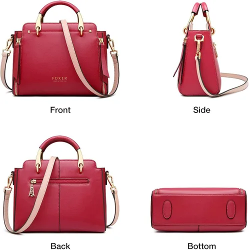 Vista 5 de Bolsos de cuero para mujer, con asa superior y correa ajustable