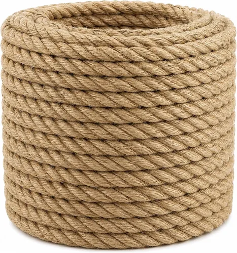 Vista 9 de Cuerda de yute natural gruesa de cáñamo (1/2 pulgada x 50 pies), cuerda de yute fuerte para manualidades, jardinería, hamaca para decoración
