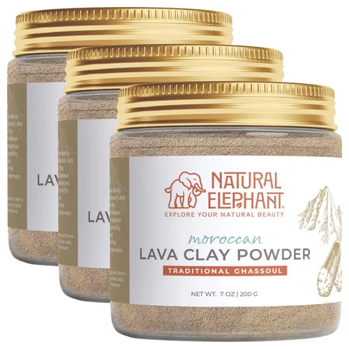 Vista 5 de Natural Elephant Ghassoul (Rhassoul) - Polvo de arcilla de lava marroquí Polvo de máscara facial y corporal 100% puro y natural Bolsa de 1 libra