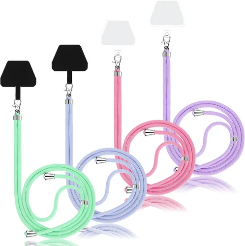 Vista 20 de Weewooday 4 piezas de cordón para teléfono con correa cruzada universal para teléfono celular, cordón para el cuello con parche para mujeres, Negro