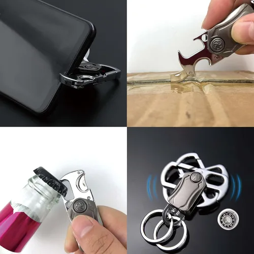 Vista 4 de Llavero, clip para llavero, llavero universal para hombres y mujeres, giratorio de 360 grados, abridor de botellas, mosquetón para automóvil.