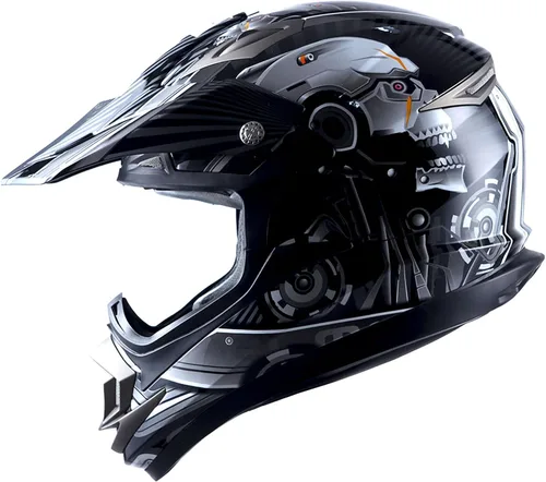 Vista 18 de 1Storm Casco de motocross para adultos, todoterreno, MX, BMX, ATV, motocross, mecánico, HGXP14B, fibra de carbono, negro, HGXP14B