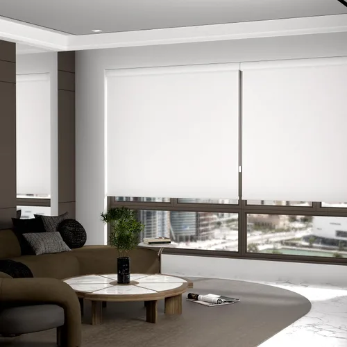 Vista 4 de MYshade - Persianas enrollables opacas personalizadas con cordón para ventanas, tela impermeable, fáciles de instalar Blanco Nuevo