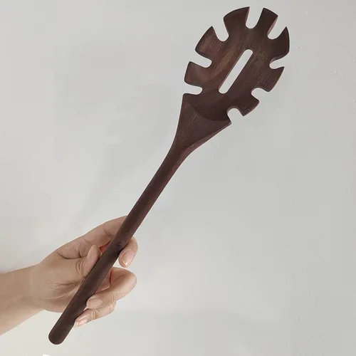 Vista 10 de Utensilios de cocina de madera de nogal negro, 5 piezas, cucharas de mango largo de 14 pulgadas, juego de manualidades