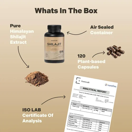 Vista 5 de Extracto de Resina de Shilajit del Himalaya Orgánico - Potencia Máxima de 1000mg, Shilajit Puro Testado en Laboratorio para Hombres y Mujeres, Ácido