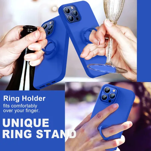 Vista 7 de Thomo Funda compatible con iPhone 14 Plus, silicona líquida suave de alta calidad a prueba de golpes, [soporte de anillo]