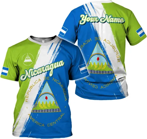 Vista 2 de Camisa personalizada de Nicaragua con bandera de Nicaragua para hombres y mujeres, camiseta de Nicaragua, camiseta de Nicaragua
