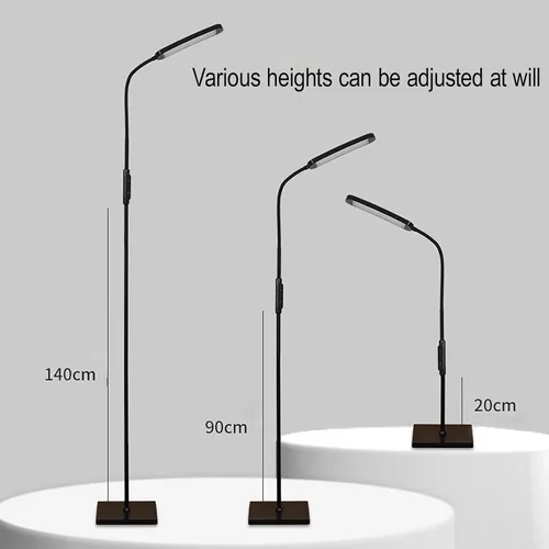 Vista 8 de Lámpara de pie LED para sala de estar, luz LED de pie moderna, lámpara de pie alta ajustable para lectura de dormitorio, oficina, lámpara de pie
