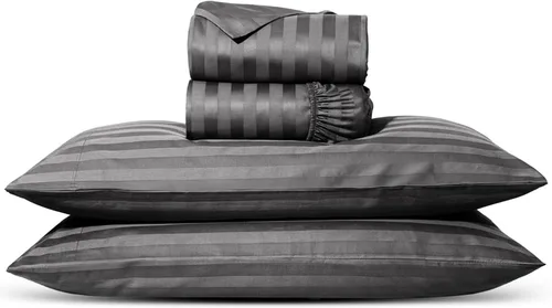 Vista 29 de Carressa Linen Sábanas de alta cantidad de hilos tamaño Queen – Serie 1000 sábanas 100% algodón egipcio tamaño Queen (4 piezas, rubor), tejido Blush