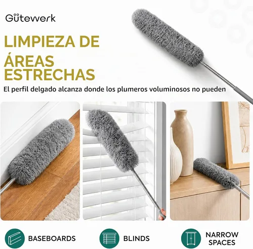 Vista 4 de Gütewerk - Plumero de telaraña con poste de extensión de 100 pulgadas Gris
