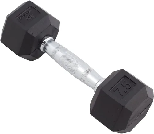 Vista 23 de Body Sport Mancuerna hexagonal con revestimiento de goma, individual – Mancuernas para ejercicios – Equipo de entrenamiento de fuerza – Accesorios