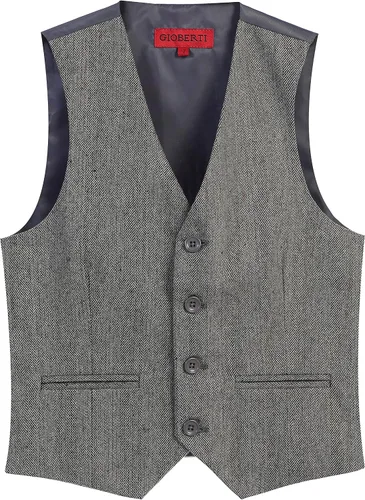 Vista 21 de Gioberti Chaleco de traje formal a cuadros Tweed para niño 63 - Gráfico Marrón