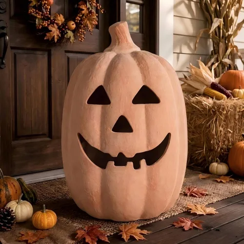Vista 8 de NUPTIO Decoración de Halloween de calabaza de terracota: 7.5 "H Jack O