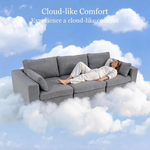 Vista 6 de 113" sofá seccional modular de gran tamaño del asiento profundo, sofá