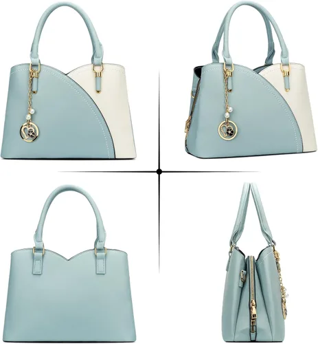 Vista 43 de KKXIU Monederos y bolsos de mano con triple compartimento para mujer, bolso de mano con asa superior