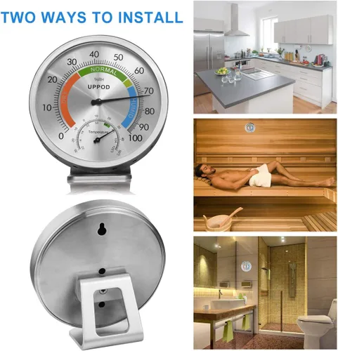 Vista 9 de 5" Higrómetro/Termómetro Interior Exterior, Indicador de Medidor de Humedad y Temperatura, Higrómetro Analógico Humidor (Versión en Inglés)
