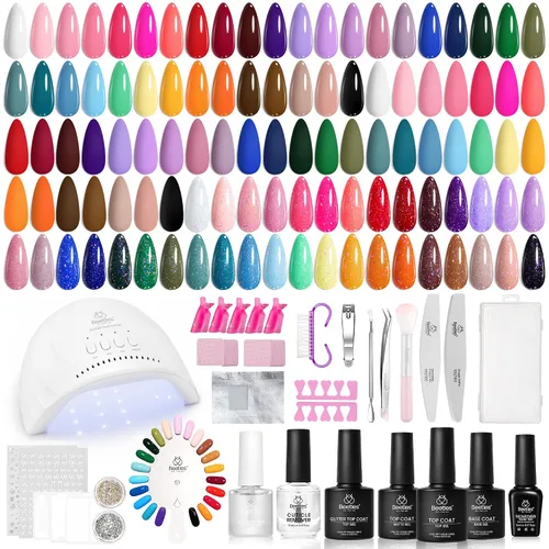 Vista 9 de Beetles - Kit de 69 esmaltes de uñas de gel con luz UV – Kit de esmalte de uñas de gel de 35 colores con base y capa superior brillante
