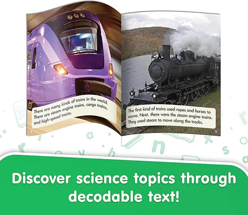 Vista 3 de Junior Learning Beanstalk Books - Juego de cartas y sonidos Decodificables de ciencia de no ficción, multicolor
