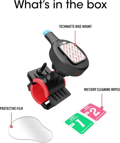 Vista 9 de TechMatte Soporte universal para teléfono para bicicleta, bloqueo rápido y liberación de 360 grados, soporte de teléfono ajustable para manillar