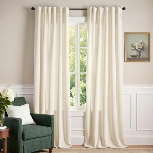 Vista 61 de Lazzzy - Cortinas de terciopelo blanco de 63 pulgadas de largo para sala de estar o dormitorio, cortinas con filtro de luz, aislación térmica